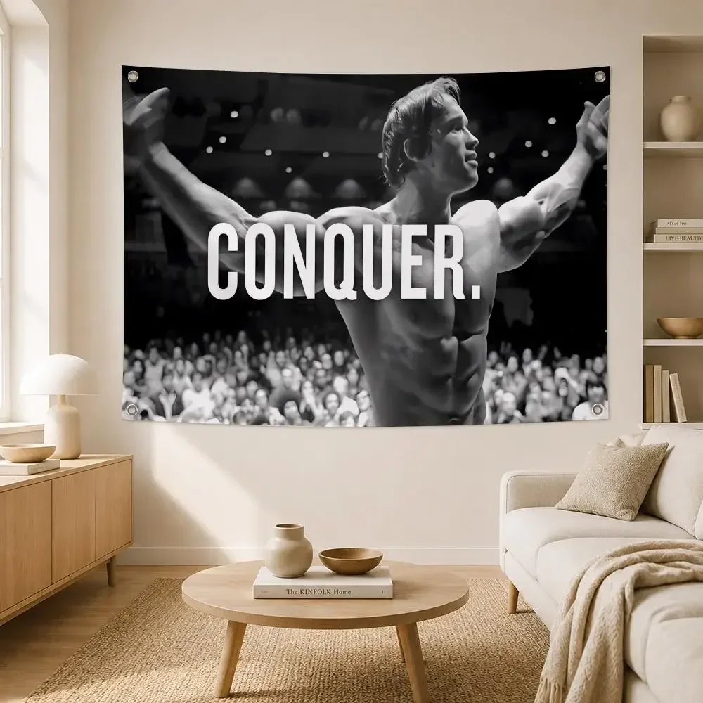 Legendary Actor Bodybuilder Arnold Schwarzenegger Flags  Wall Hanging Flag Indoor Outdoor Banner Decor for Patio Backdrop Art