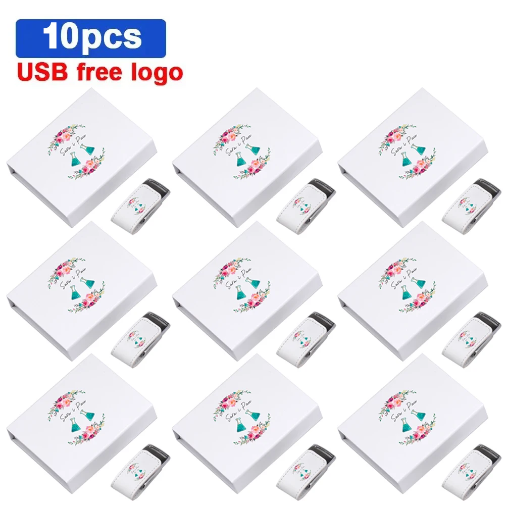 JASTER 10PCS Volume Sales Leather 2.0 USB Flash Drives 4GB 8GB U Disk 16GB Memory Stick 32GB Free Custom LOGO Wedding Gifts