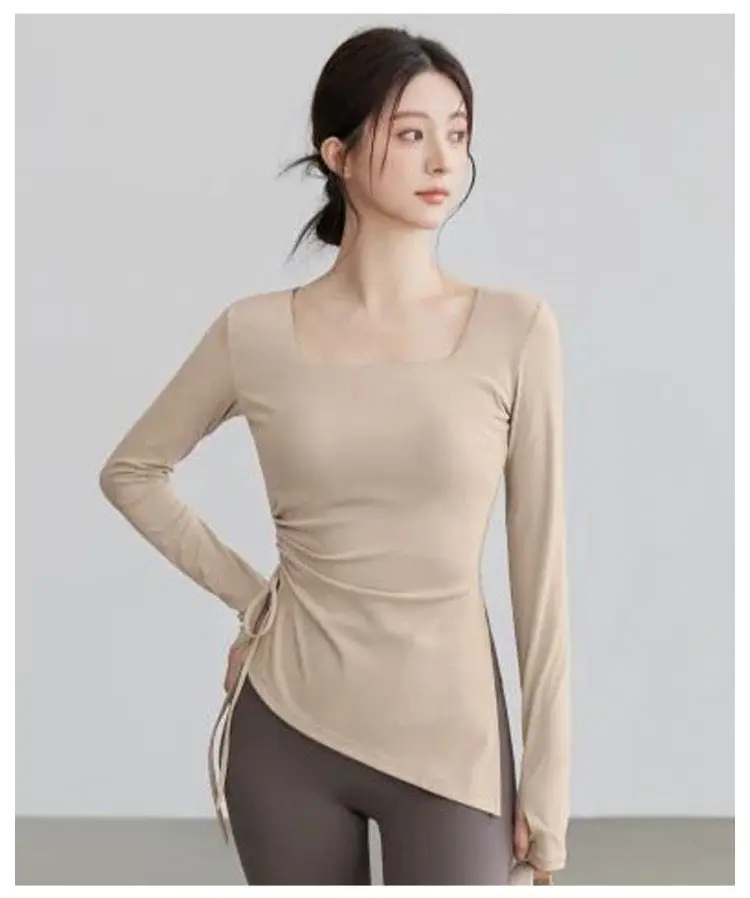 Herbst-Winter Yoga-Bekleidung, Taillenformend, Lauf- und Fitness-Langarmshirt, Professionelles Trainings-Pilates-Oberteil, Atmungsaktiv, Schnelltrocknend – Detail 6