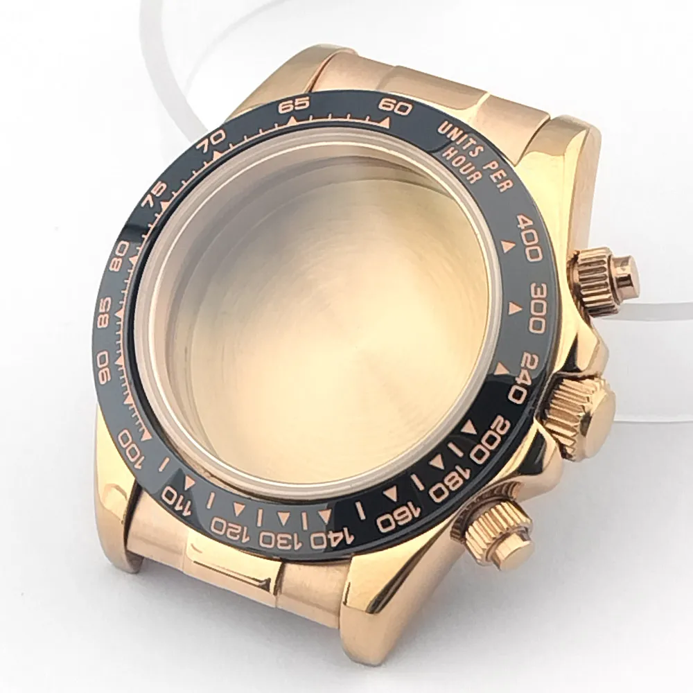 39,3-mm-Uhrgehäuse aus Metall, Gummiarmband, Saphirglas, passend für das VK63-Uhrwerk, silberfarben, roségoldfarben, schwarz, Uhrenzubehörteile, kann zusammengebaut werden. – Detail 22