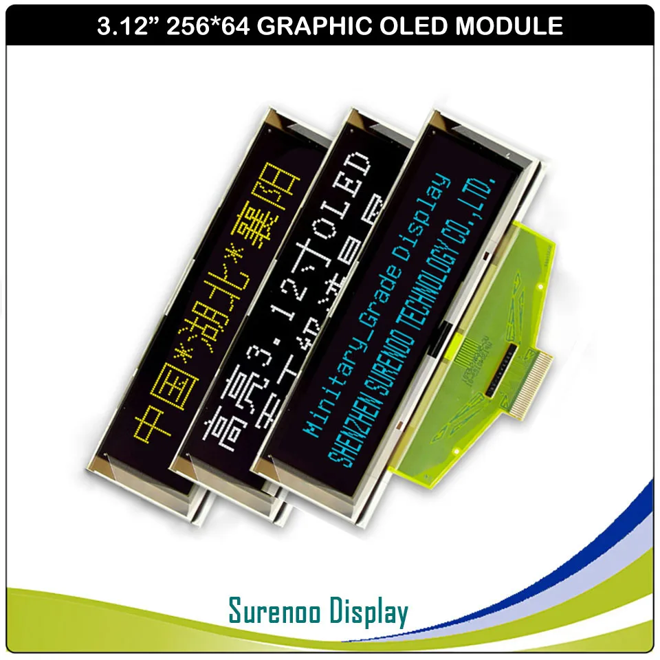 Real OLED Display, 3.12" 256*64 25664 Dots Graphic LCD Module Display Screen LCM Screen SSD1322 Controller Support SPI
