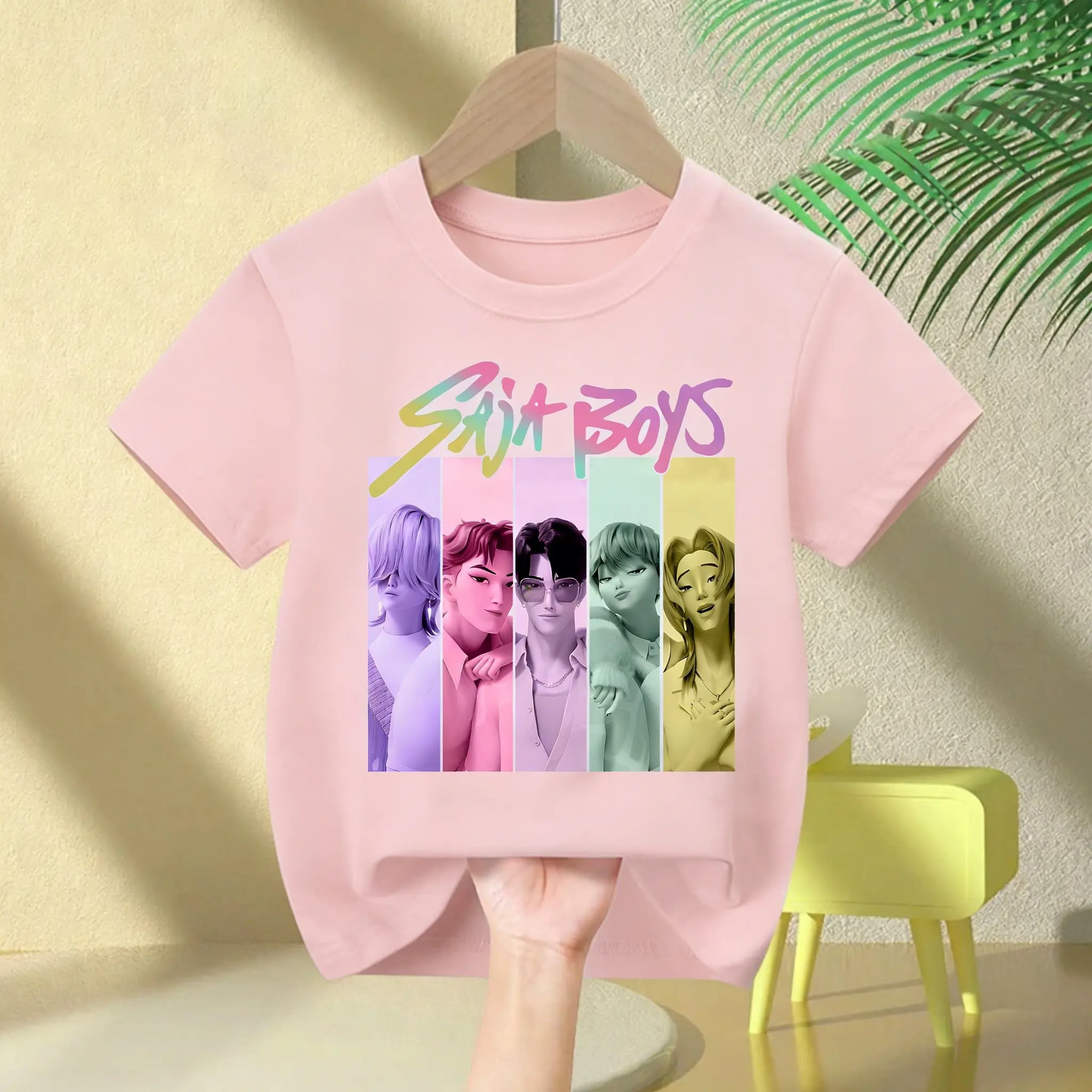 

Y2k Kpop Anime Children T-shirt Women Man Short Sleeve Tee 2026 Summer Demon Hunters Parent-child Clothing Casual Top Streetwear