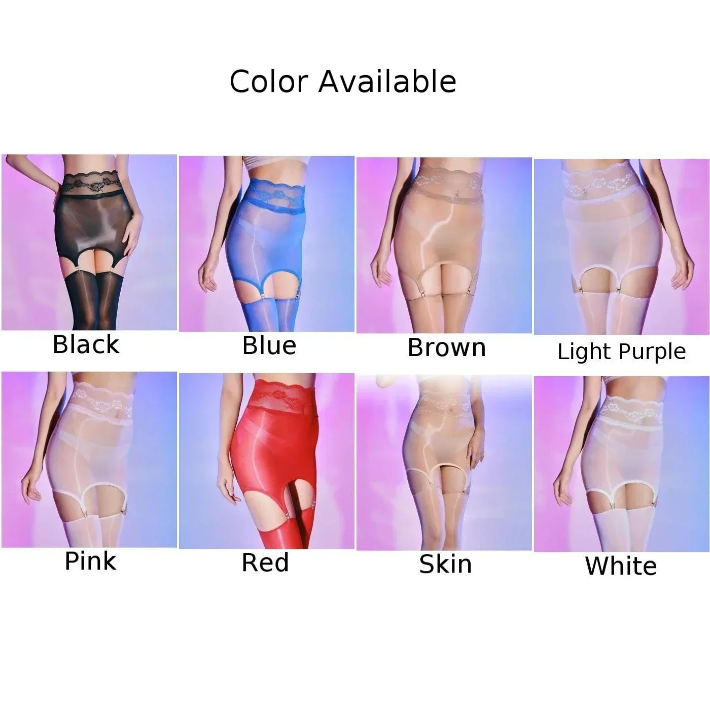 Womens 5D Shiny Ultra Thin Removable Hip Skirt Stockings Silky Sexy Stockings