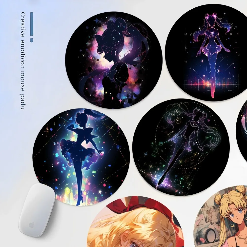 

S-Sailor-Moon Mousepad INS Tide Round Keyboard Mat Table Mat Students Cabinet Gamer Desktop Mousepad Cup Mats Deskpad Home