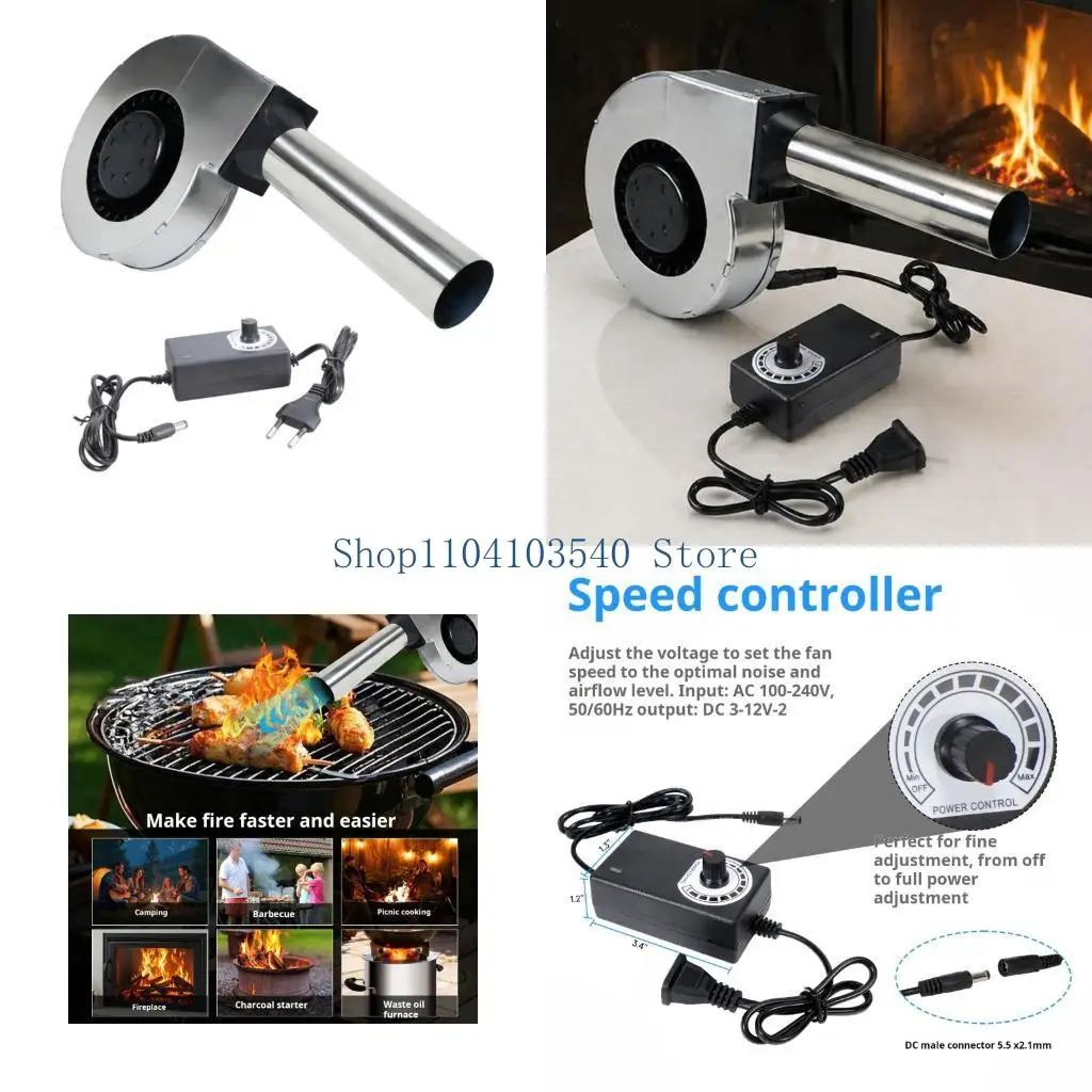 02DC Variable Speed Electric Blower Fan With Long Steel Tube Perfect For Fireplaces