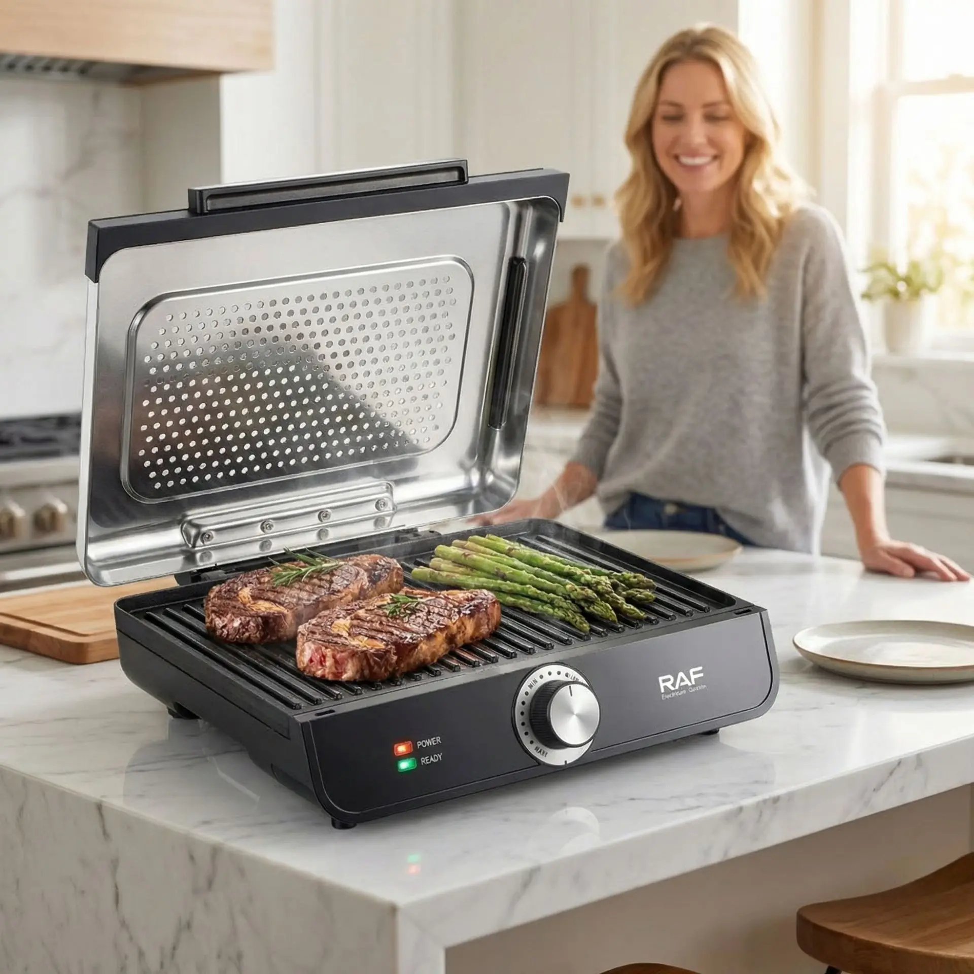 2200W Electric Grill Home Steak Maker BBQ Panini Press Sausage Grill Sandwich Toaster Removable Plates Breakfast Machine Kitchen