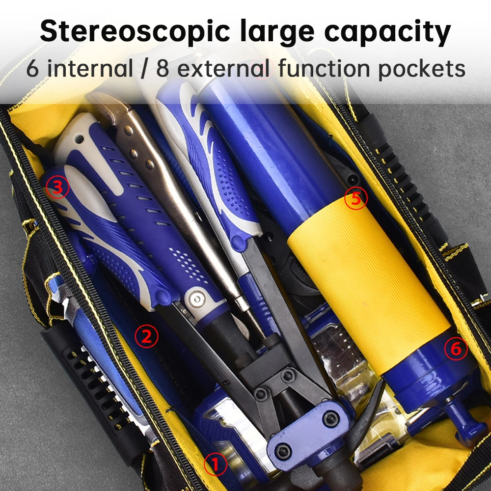 Wear-resistant Waterproof Oxford Cloth Working Toolbag Portable Professional Maintenance Tool Storage Bag Electrician Toolkit