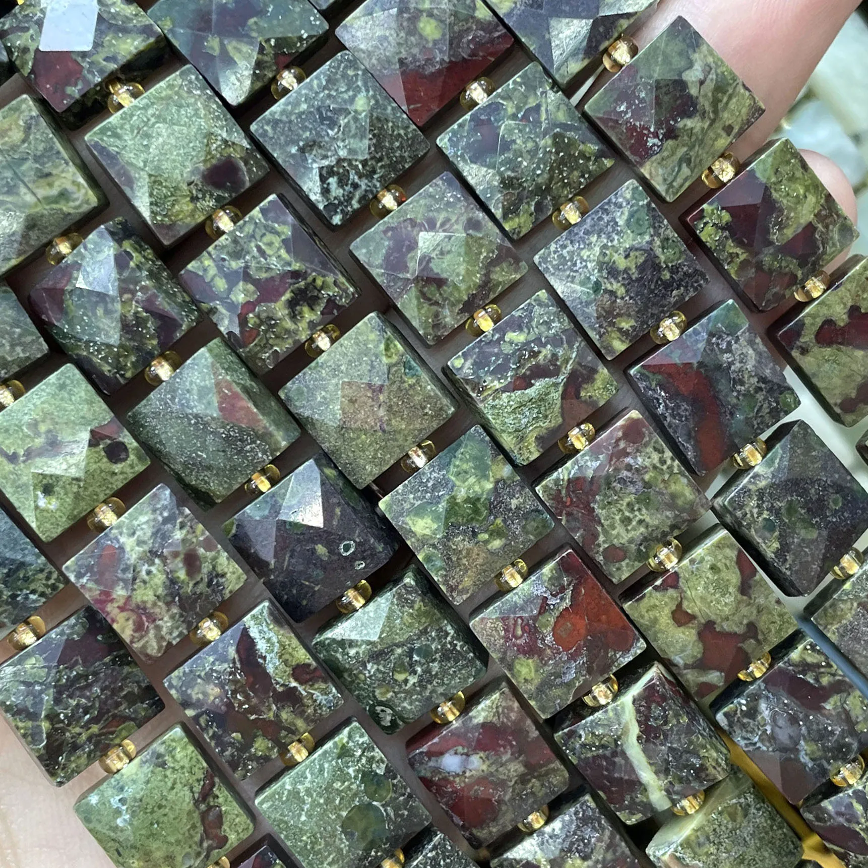 10 mm facettierte quadratische bunte Picasso-Jaspis-Abstandsperlen aus Naturstein für die Schmuckherstellung, DIY-Armband, Halskette, Zubehör – Detail 22