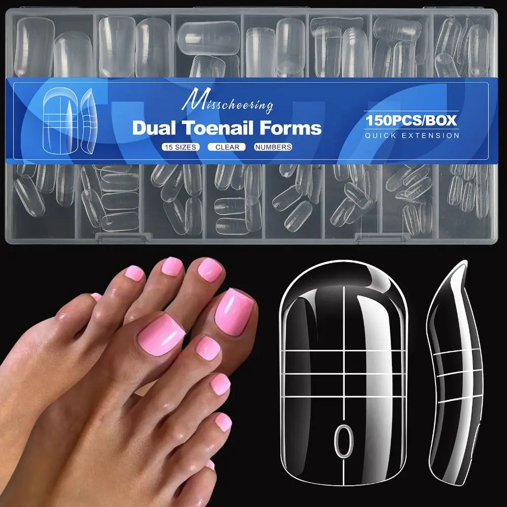 

150PCS New Full Cover Clear Toe Nail Extensions Durable DIY Manicure Fake Toe Tips Press On Nails Barefoot Decor