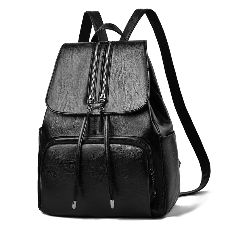 

TRAVEASY 2023 Street Style Black Bags Women Zipper Design Solid Color Unique Female Casual Travel Backpack and Storage Bag