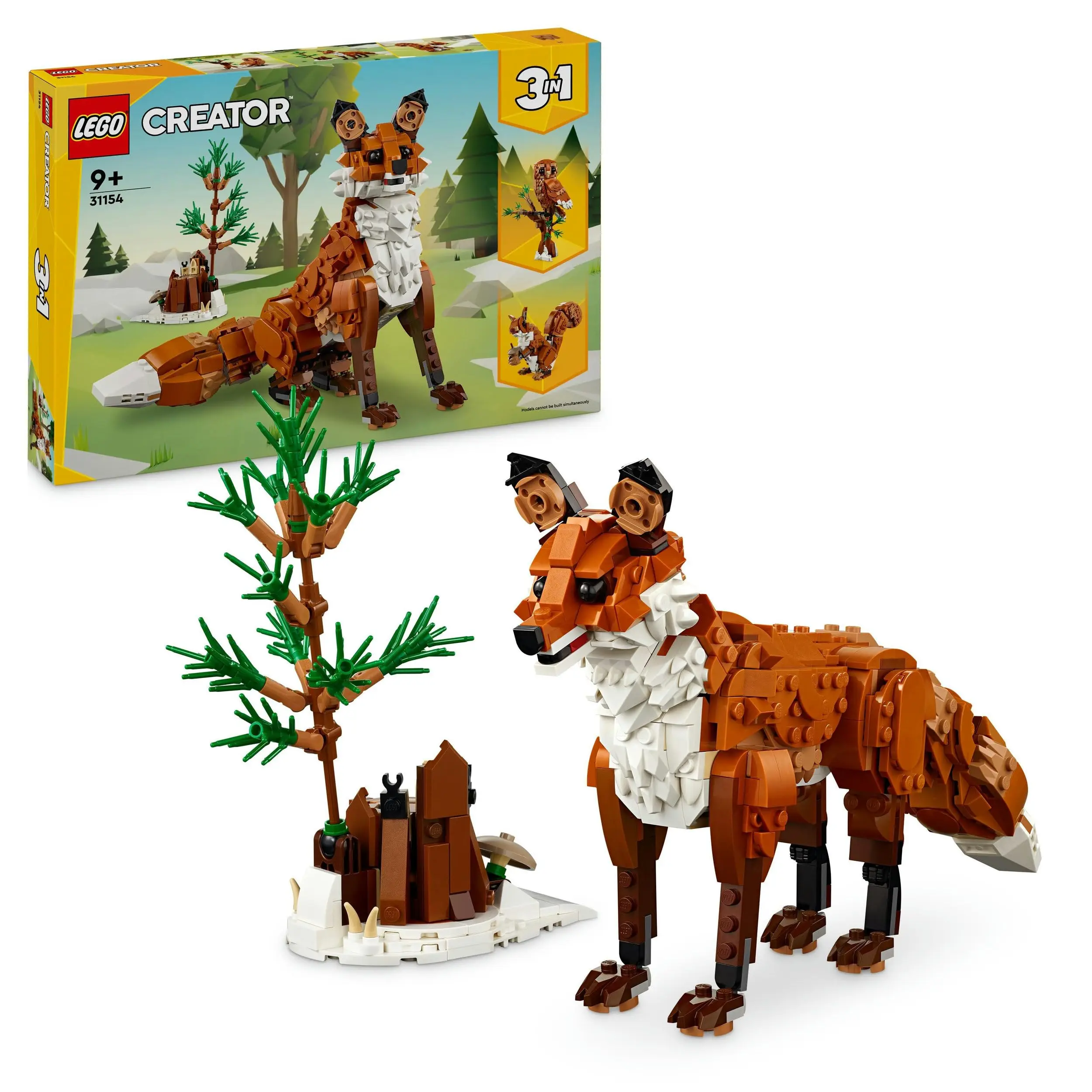 

LEGO Creator 3 in 1 Forest Animals: Red Fox Toy, Transforms to Owl or Squirrel Figure, DIY Building Toy Idea for outdoor, 31154