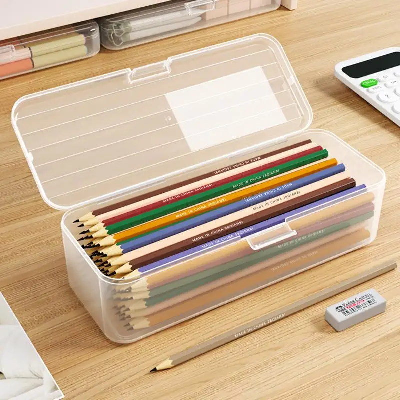 【B】Student Simple Stationery Box Pencil Case Water Pen Case Stationery Transparent Pen Holder
