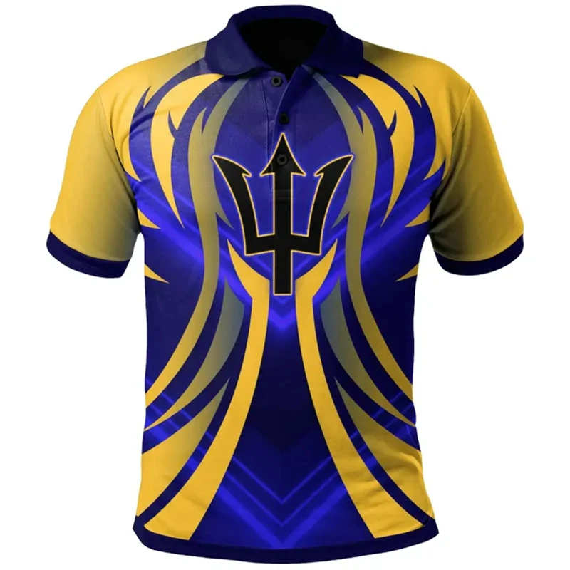 Bandiera Barbados Barbadian 3D Print Polo da uomo abbigliamento sportivo quotidiano magliette da palestra a maniche corte magliette da festa traspirante risvolto sportivo