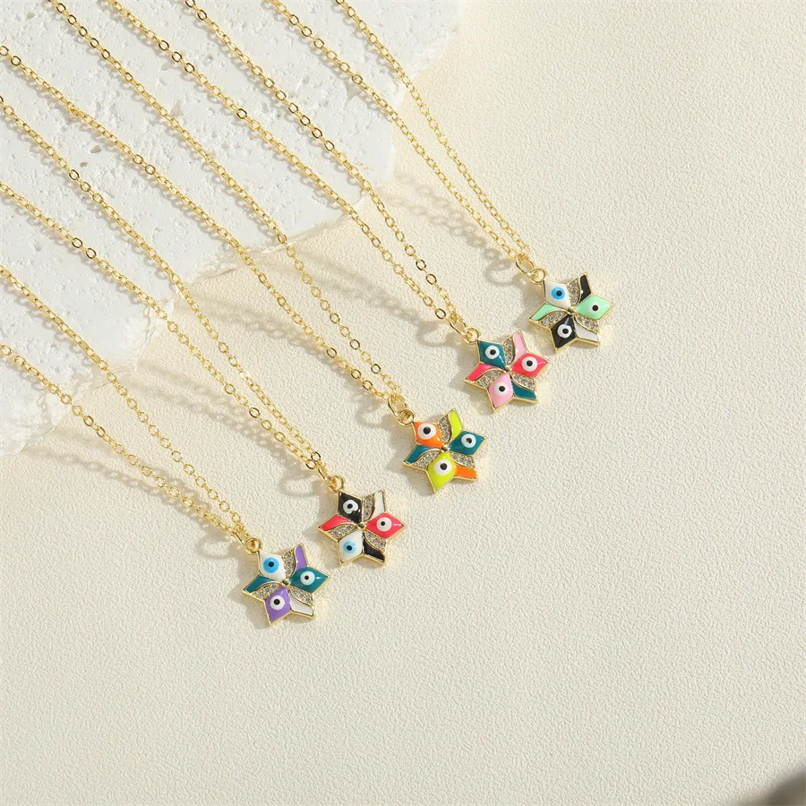 Amazon's best-selling new colored zircon pentagonal star necklace pendant necklace for women's niche fashion versatile