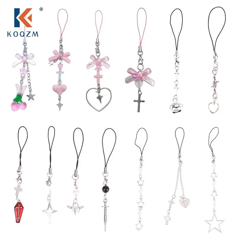 

1 шт. Оригинальные милые Подвески для телефона ручной работы из сплава, женский кулон, кавайный брелок, ремешок, шнурок со звездой, бусинами, Мультяшные аксессуары