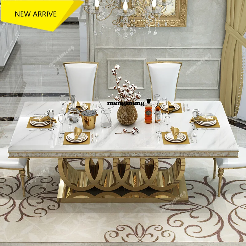 

M138 Modern Mild luxury marble dining tables and rectangular simple small apartment6People10Dining table in Renren restaurant