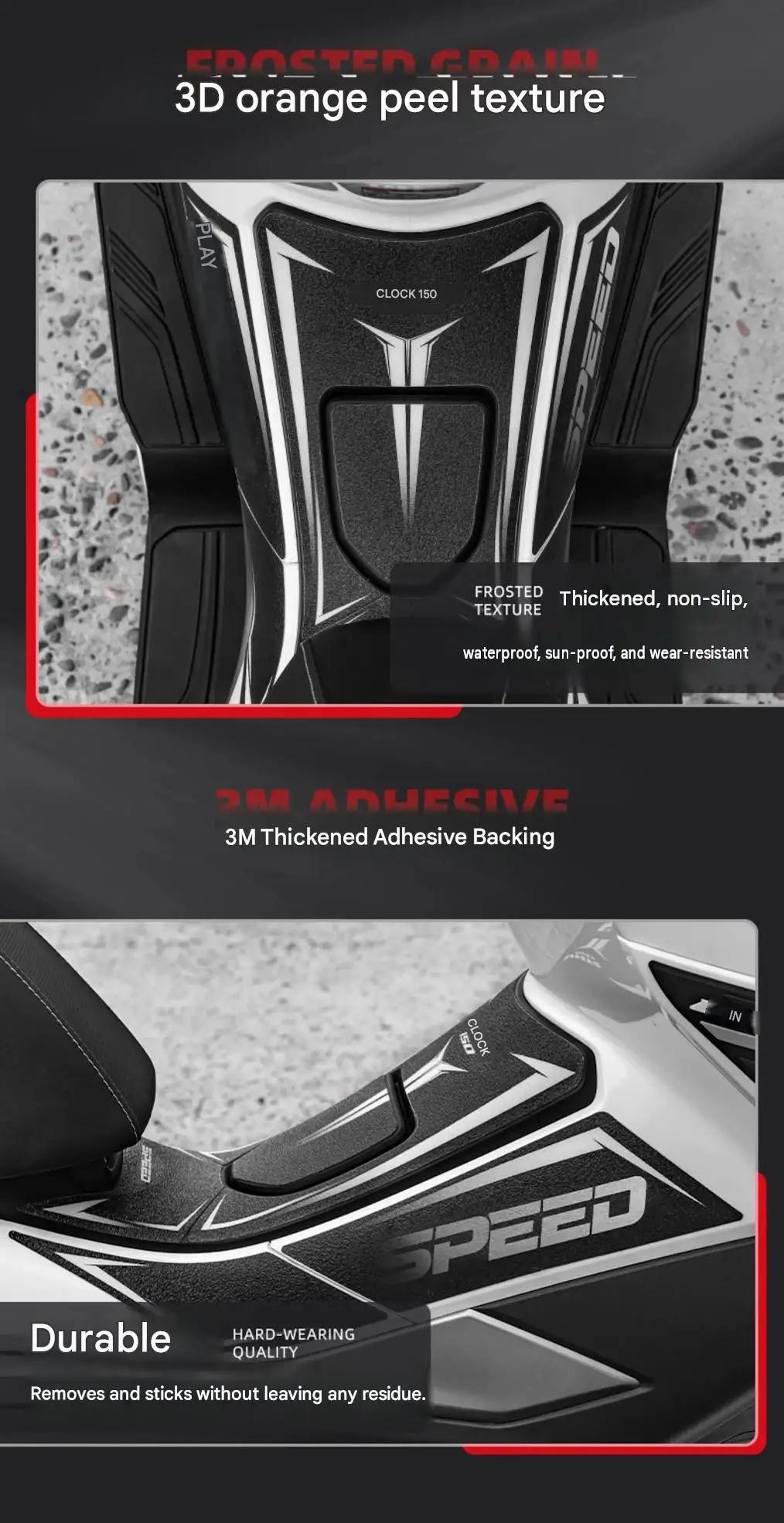 For Haojue UHR150/UFR150 Motorcycle Tank Protective Stickers PVC Anti‑Abrasion Slip‑Resistant Fuel Guard Decals Mod Accessories