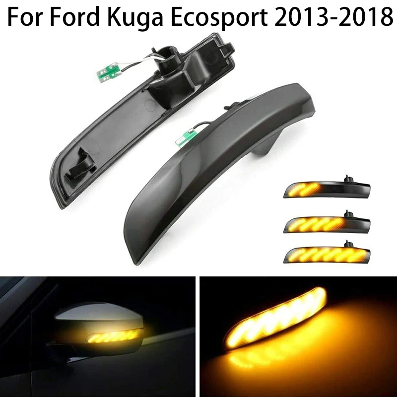 

For Ford Kuga Ecosport 2013-2018 Car LED Dynamic Turn Signal Light Blinker Flowing Rear View Side Mirror Indicator Light