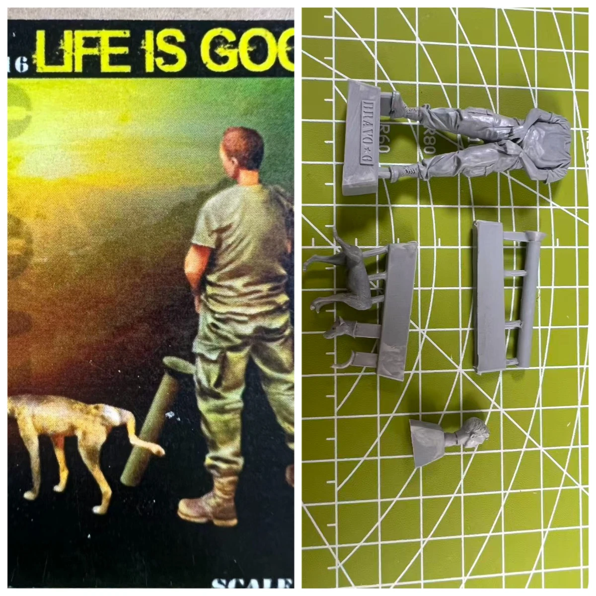 

1: 35 Resin Model RAL Infantry and Dog Model Scene Layout Unpainted State