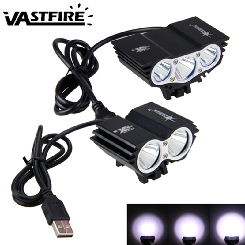 Waterproof USB Bike Light 8000LM LED Front Bicycle Headlight Dual Lamps for Cycling No Battery