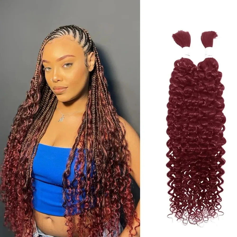 Onda Profunda Em Massa Cabelo Humano Trançado, 100% Cabelo Humano, Cabelo Virgem Brasileiro Não Transformados 100g, Micro Trança, Sem Trama