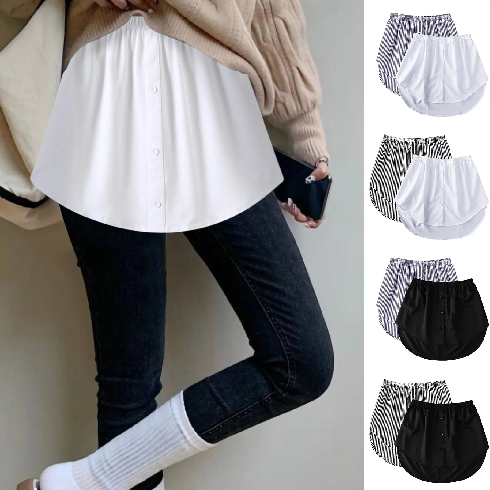 

Women Girls Shirt Blouse Extender Adjustable Layering Faux Top Lower Sweep Mini Skirt False Hemline Splitting Underskirt