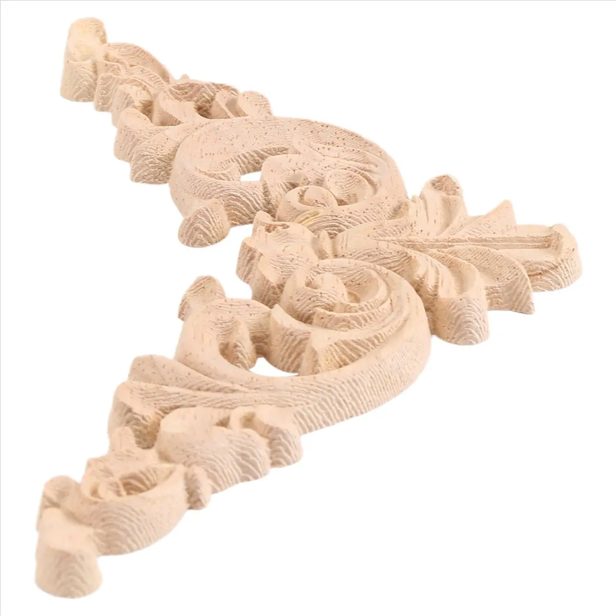 B-est Unpainted Wood Oak Carved Corner Onlay Applique Furniture Home Decor 12.5x12.5cm
