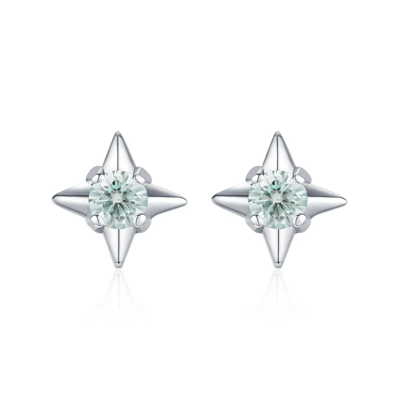 

ZFSILVER модные классические серьги из серебра 925 пробы с муассанитом, простые серьги с зеленой звездой для очарования, женские аксессуары, ювелирные изделия, подарок MSE0103