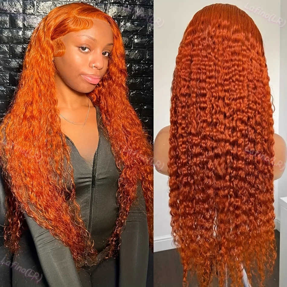 

Deep Wave Frontal Wig Orange Ginger 13x4 13x6 Hd Transparent Lace Frontal Wig Water Wave Lace Front Wig Curly Wigs For Women