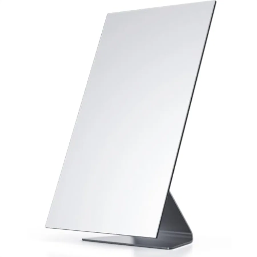 

Rectangular Makeup Mirror 12 Inch Metal Desk Mirror Table Mirror with Stand Vanity Mirror for Counter Bedroom Bathroom Dorm