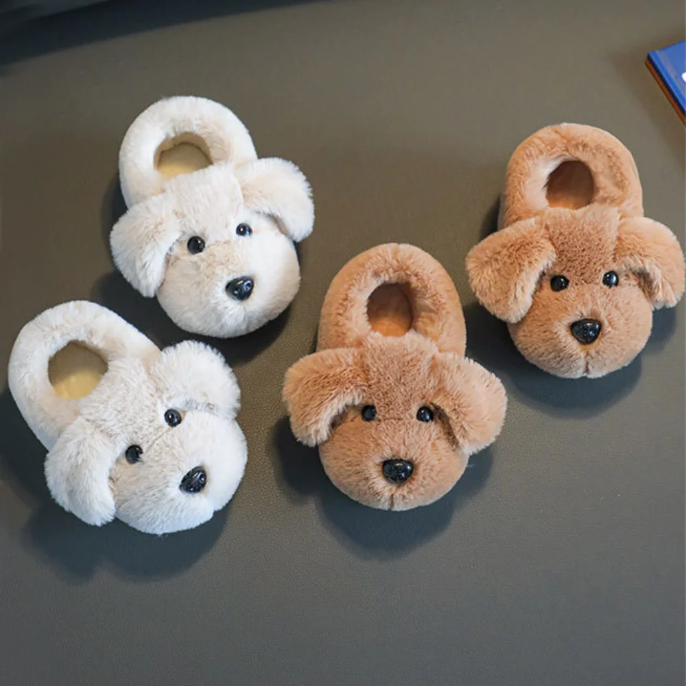 Comwarm الأطفال نعال من القطن لطيف الكلب تصميم لينة النعال القصيرة عدم الانزلاق المنزل داخلي نوم النعال للأطفال 1-5 سنوات