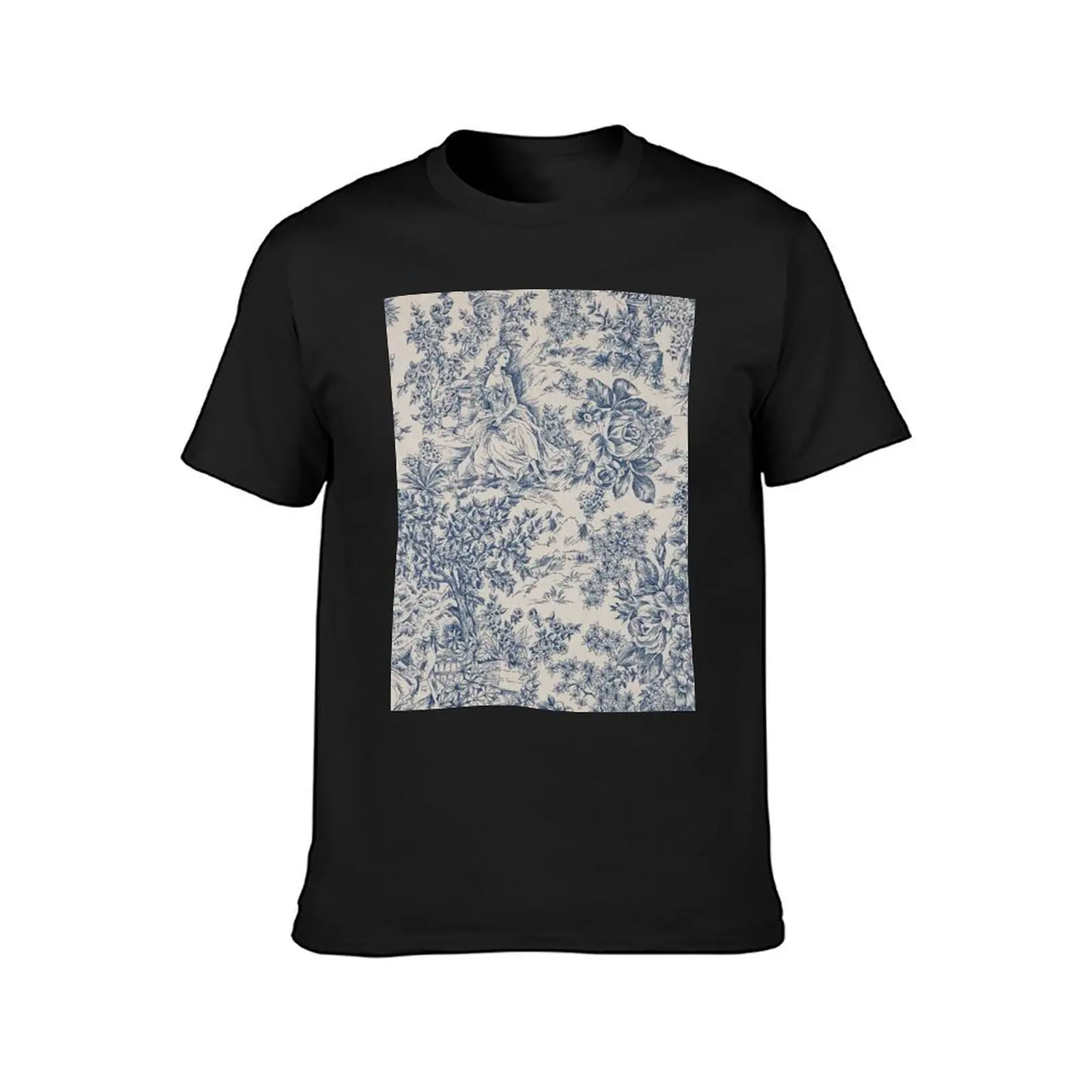 Blue Toile de Jouy T-Shirt heavyweights oversized blacks mens graphic t-shirts pack