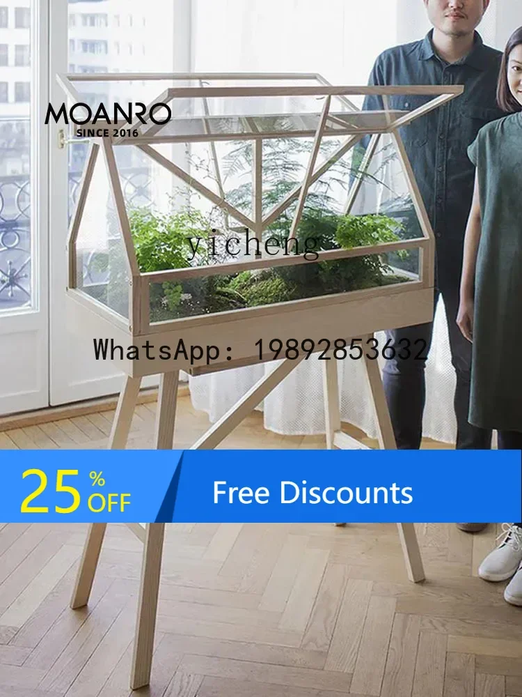 

LYY Solid Wood Flower Stand Balcony Floor Simple Shelf Living Room Interior Succulent Movable Flower Rack