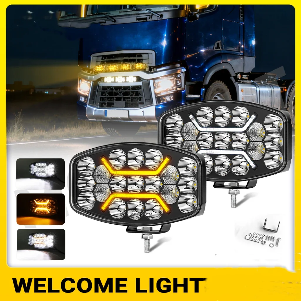 HAOLIDE Led Truck Driving Light E9 10inch Amber Warning DRL Offroad Headligtfor Truck off-road use 12V 24V 60000LM IP68