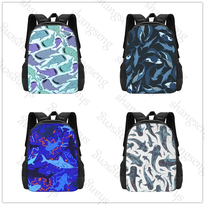 

Cartoon Shark Large capacity printed schoolbag boys and girls backpack teenagers students leisure travel commuter backpack