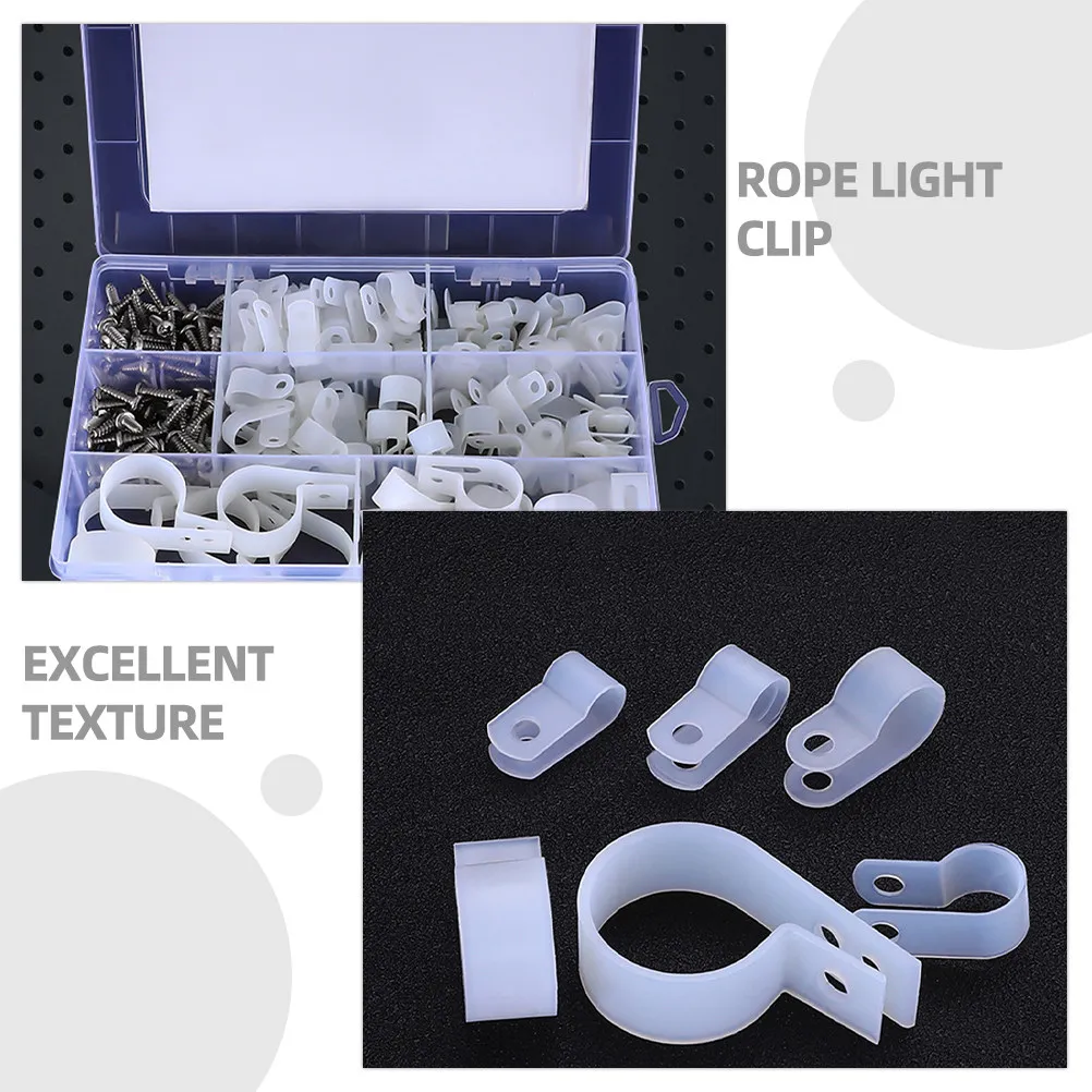 1Set Rope Light Clip Set with Screw Kit Heavy Duty Cable Wire Clips for Outdoor Indoor Wire Management Cord Organizer Clamp