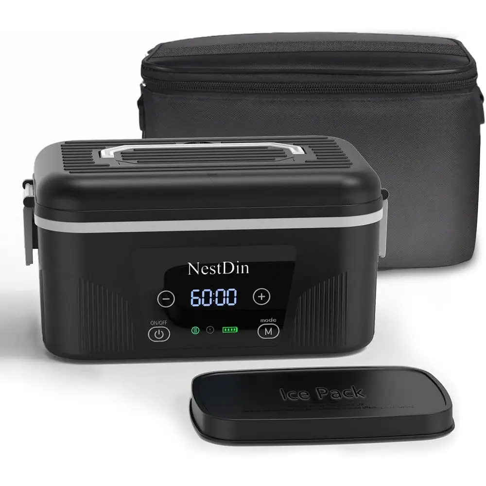 

1.4L Electric Lunch Box with Battery-Powered Heating - Customizable Time and Preset Functions for Adults