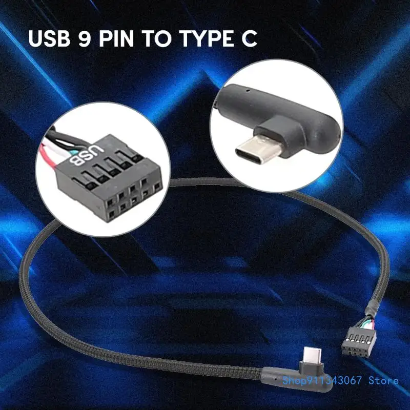 High Speed USB 9Pin to Type C Adapter Shielded for Reliable Transmission Mesh Line for Motherboard 60CM Drop shipping