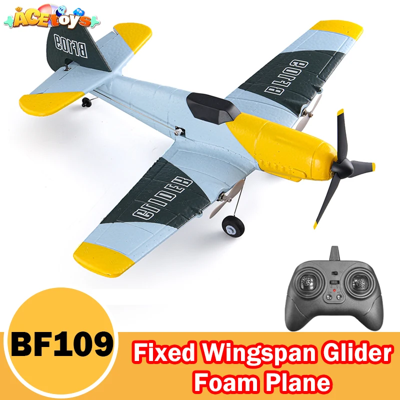 

Remote Control Airplane BF109 2.4GHz 3CH Wingspan RC Plane RC Foam Glider Aircraft Gift Toys with Gyroscope Back to School Gifts