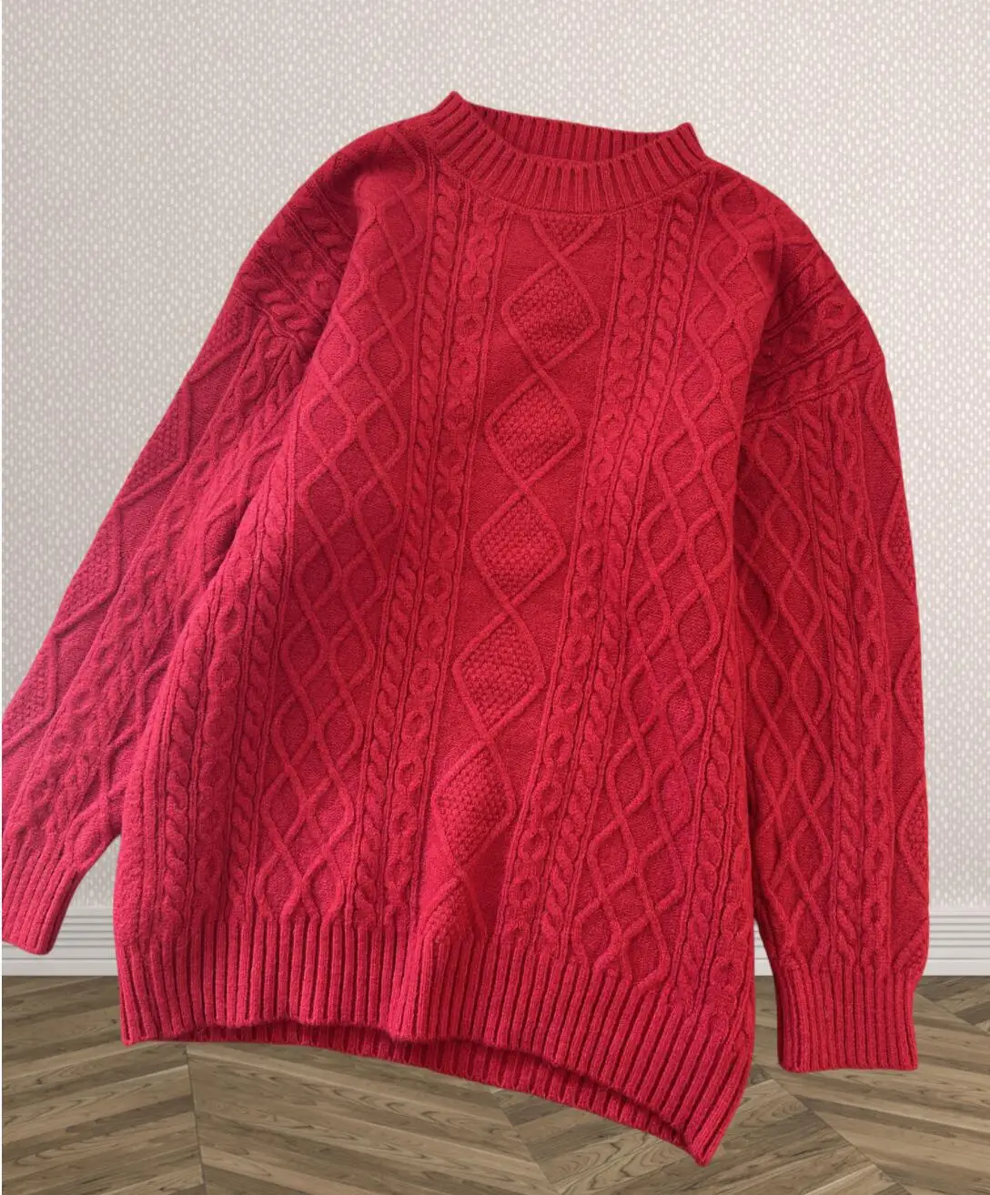 بلون تنوعا فضفاض طاقم الرقبة تريكو سترة المرأة الخريف الشتاء نمط جديد ملابس خارجية سترة الجولة الرقبة البلوز #6