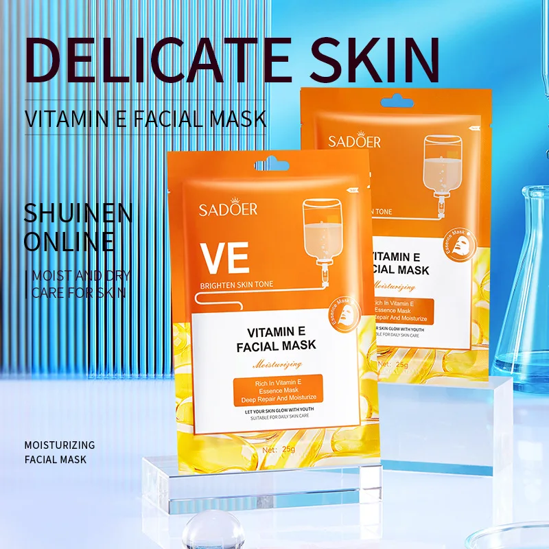 15PCS Vitamin E, Hyaluronic Acid, Oligopeptide Facial Mask - Deeply Moisturizing and Hydrating Sheet Mask, Oil-Controlling Mask