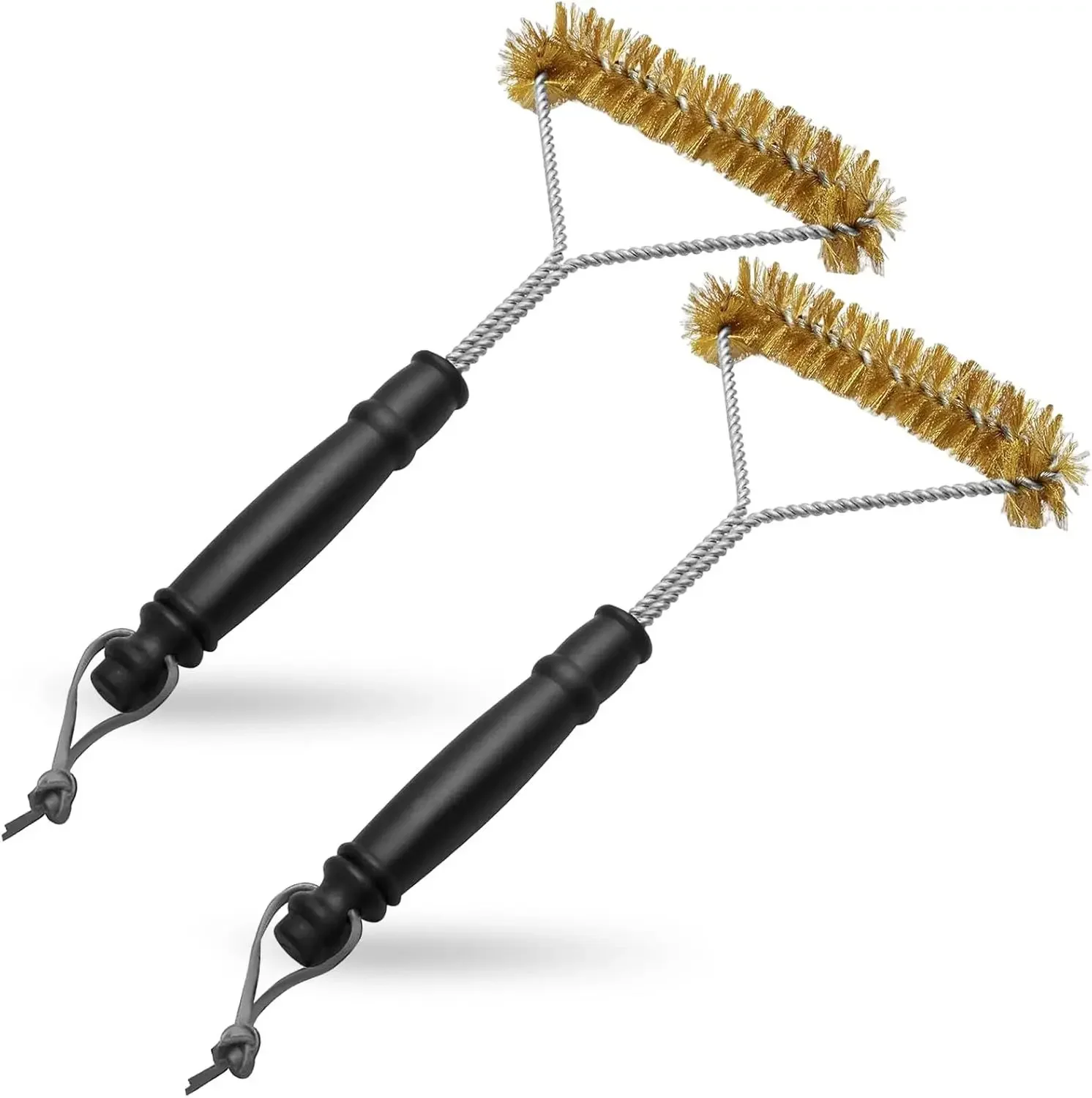 【2 Pc BBQ Grill Brush】Steel Wire Cleaning Brush for Outdoor Grill, Barbecue Scrubber with Handle  Gas Grill Maintenanc