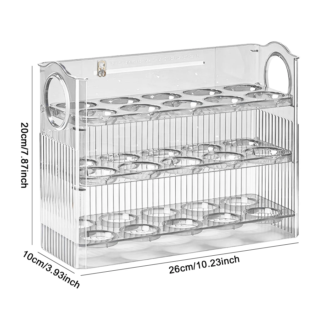 30 Grids Egg Case Holder Egg Storage Box Large Capacity Chicken Egg Storage Container Transparent Home Egg Container with Handle