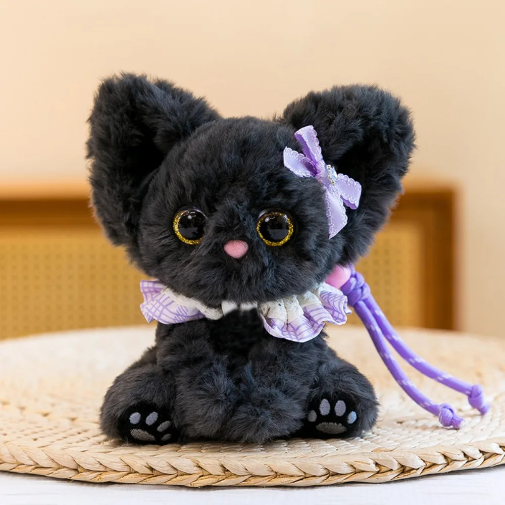 Soft Fabric Cat Keychain Decorative Outfit Cute Cat Shape Cat Pendant Embroidered Details Hanging Loop Bag Decoration