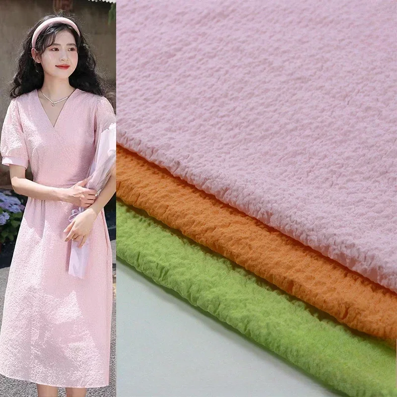 100x150cm Garden Wind Bubble Sun Lattice Pleated Fabric Polyester Ammonia Spring Summer Women's Top Dress Shirt Fabric