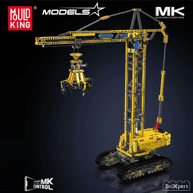 MOULD KING High-Tech Engineering Crawler Crane Vehicle Model 17059 Remote Control Truck Car Building Block Brick Children Toys