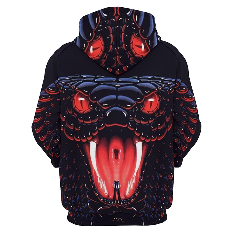 Goth Cobra Horror Animal Snake 3D Printed Hoodies For Men Fashion Graphic Sweatshirts Casual Streetwear Pullovers Tracksuit