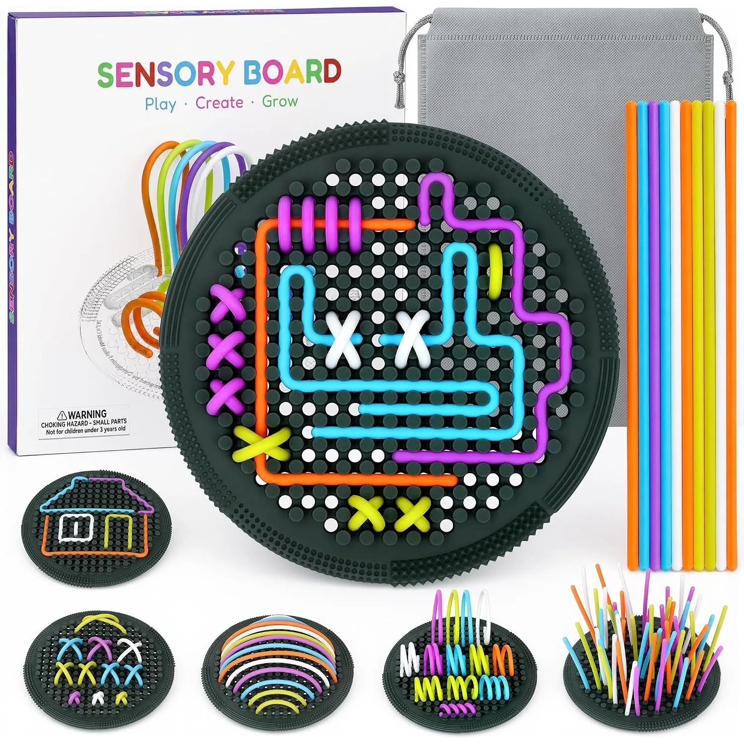 Sensory Fidget Toys Sensory Activity Knitted Board for Calming Stress Anxiety ADHD & Autism Fine Motor Skills Toy