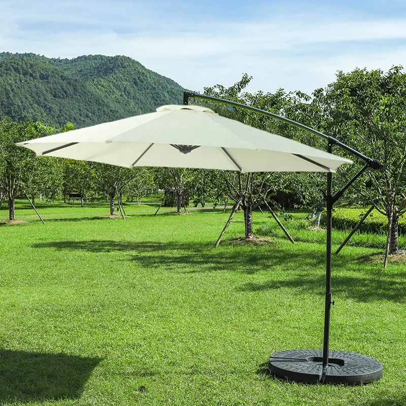 10ft Outdoor Furniture Parasol Sunshade Garden Patio Umbrella Hanging Cantilever Umbrella with 360 Degree Rotation