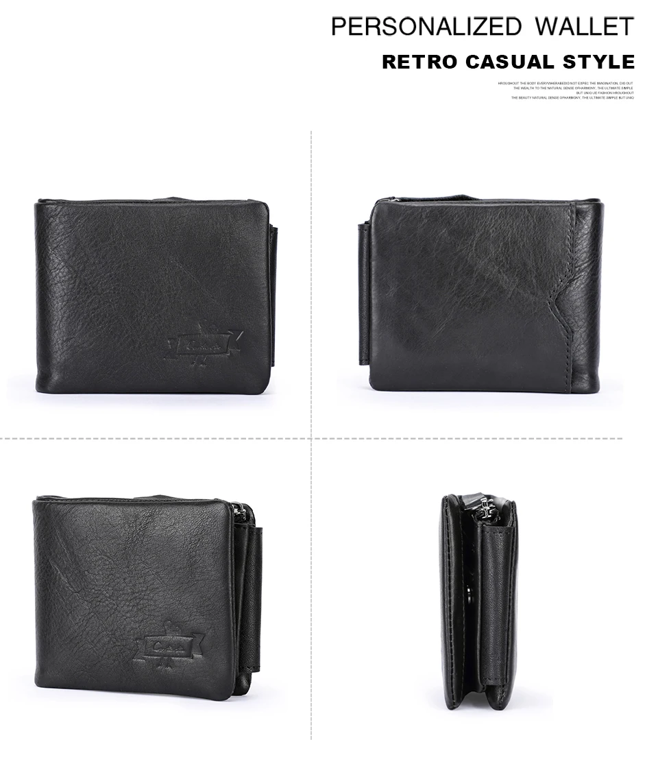 CONTACT'S Echtes Leder Männer Brieftasche Vintage Trifold Haspe Brieftasche Reißverschluss Geldbörse Kartenhalter Geld Clip männer Brieftaschen – Detail 21